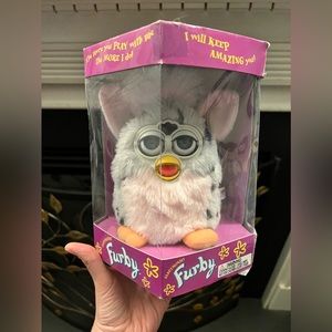 Original 1998 Furby in Box, Model 70-800 Gray/White, with Pink Ears. Never used